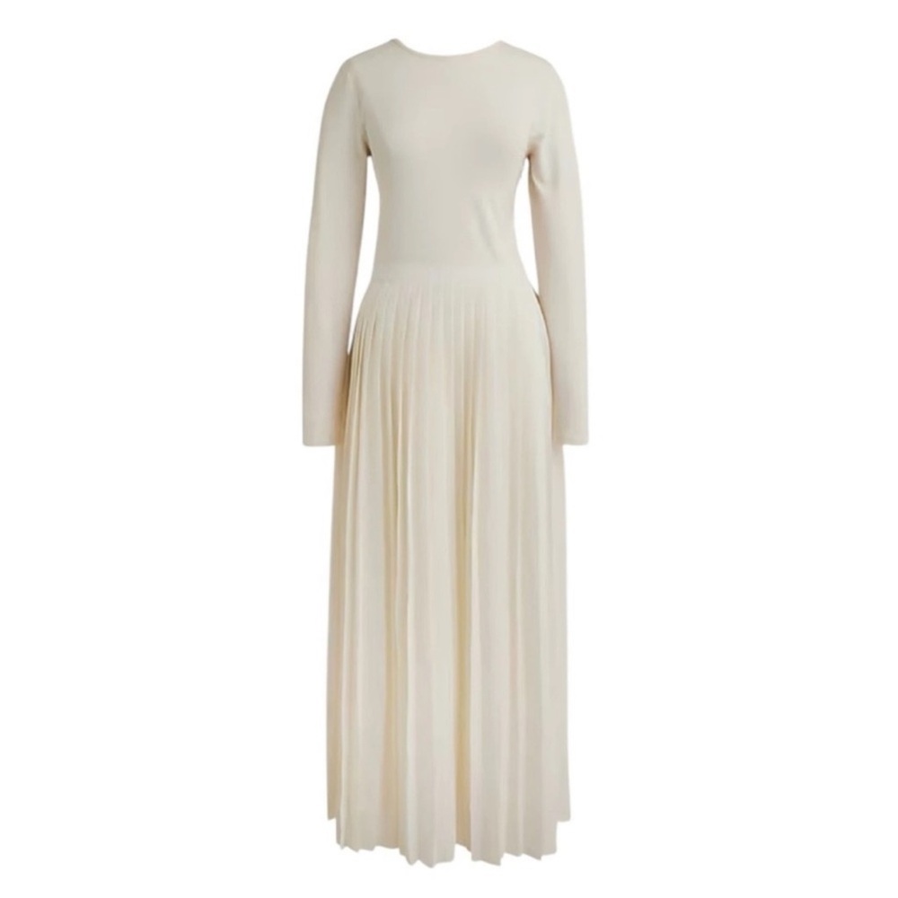 J. Crew Ballet Maxi Dress in Color Natural Sz XS Pleated Skirt Scoop Back
